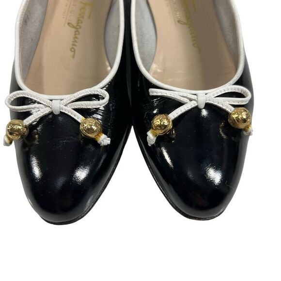 Salvatore Ferragamo Women's 4C Black Leather Bow Accent Ballet Flats Size 4C - Picture 11 of 11